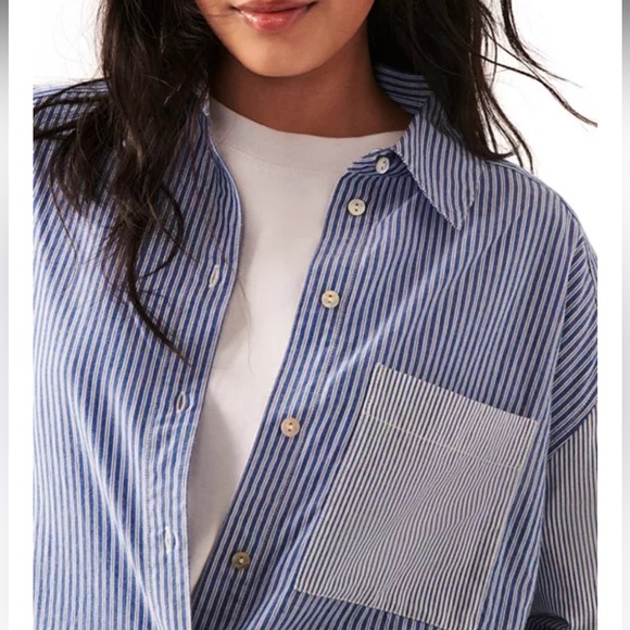 Ba&sh Striped Button-Down Long Sleeve Shirt Size M - Picture 5 of 11